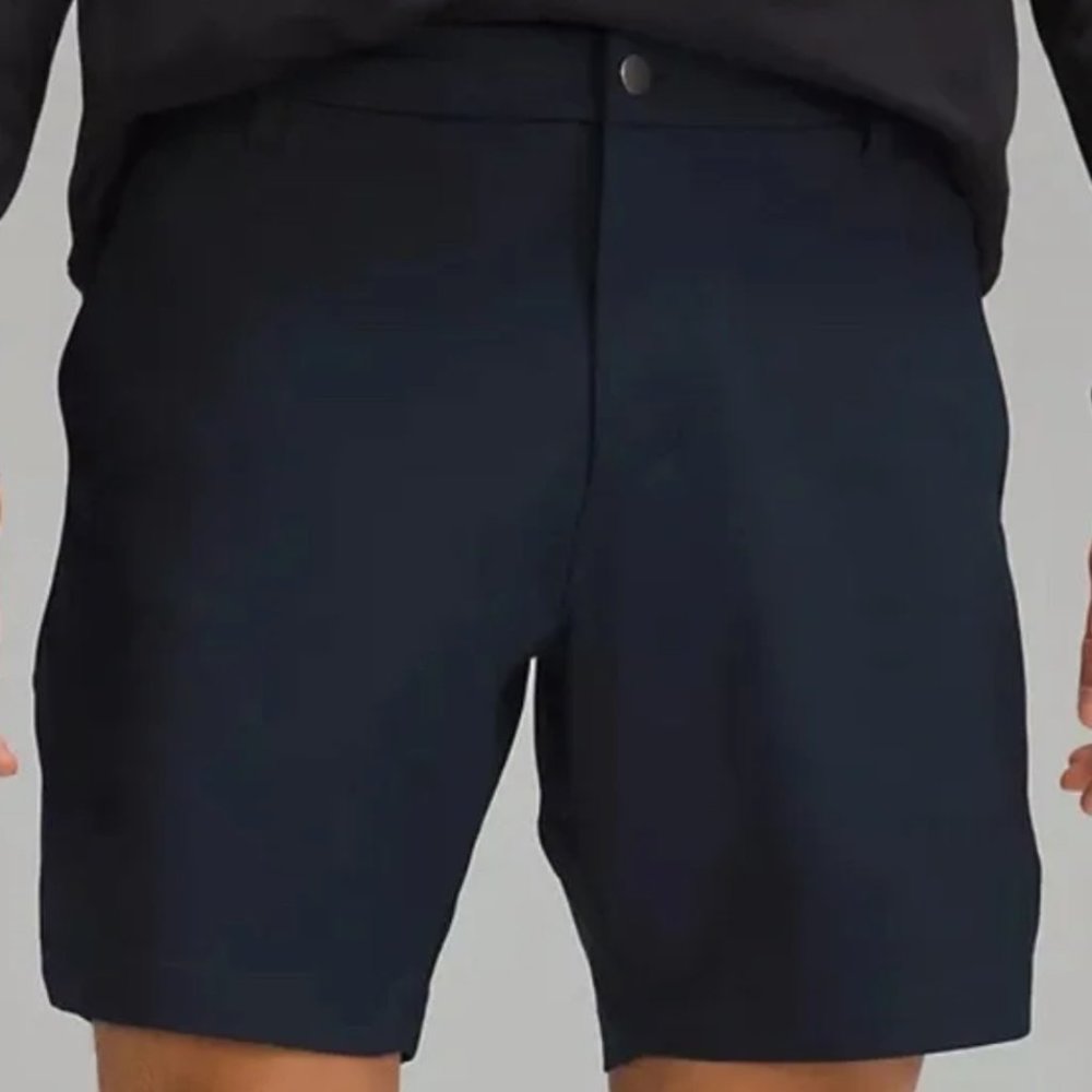 nwt mens lulu lemon commison shorts size 32 classic 9", navy